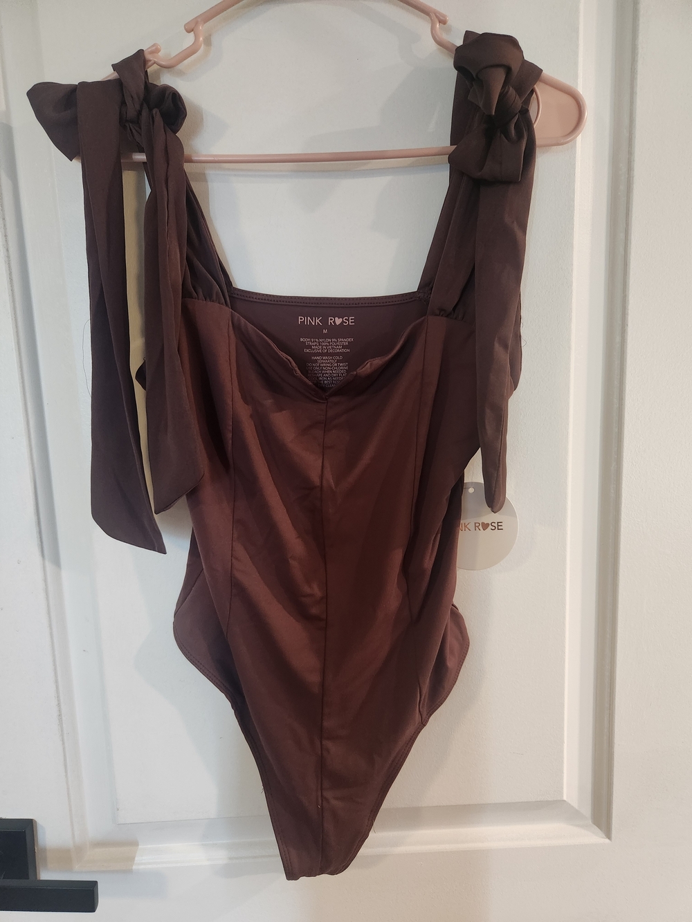 PINK ROSE Brown Tie-Strap Women’s Top